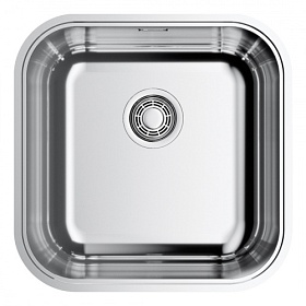 Мойка для кухни Omoikiri Omi 44-U/I-IN Quadro 4993494 квадратная 44,5х44,5 глуб. 18см (толщ.0,8мм) вып. 3 1/2" (врезная, подстольная) PVD нержавеющая
