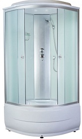 Душевая кабина 80х80х220 Aquapulse Aquacubic 4001D fabric white угловая (четверть круга) рифленые дверки мат.хром проф. задн.стенки бел.стекло верхн.
