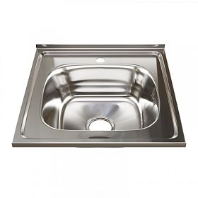 Мойка для кухни Mixline 527972 квадратная 50х50 глуб. 18см (толщ.0,8мм) вып. 3 1/2" (накладная) хром