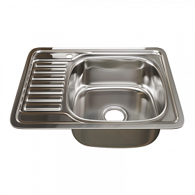 Мойка для кухни Mixline 535618 прямоуг. 58х48 глуб. 18см (толщ.0,8мм) вып. 3 1/2" (врезная) крыло слева хром