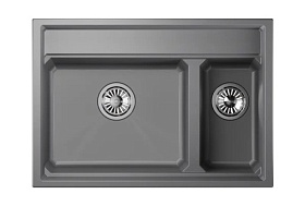 Мойка для кухни Granula KS-7302 алюминиум прямоуг. 73х51 глуб. 24,5см вып. 3 1/2" (врезная) алюминиум