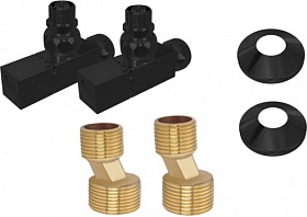 Вентиль для п/сушителя угловой 3/4"х1/2" г/ш Aquatek квадрат (пара) AQ 2020BL чёрный