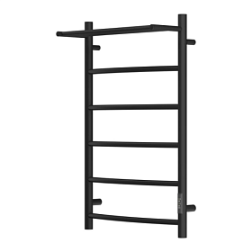 Полотенцесушитель сталь Point Афина лесенка - П5 800х530 м/о 500 унив. подкл. с полочкой электрический с диммером черный PN04858PB