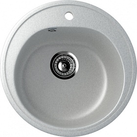 Мойка для кухни Ulgran U-101-310 круглая 50х50 глуб. 18см вып. 3 1/2" (врезная) серая