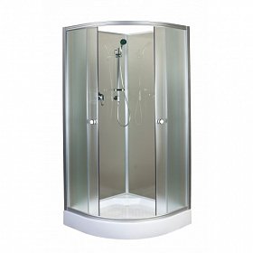 Душевая кабина 90х90х195 Aquapulse Aquacubic 8503B fabric угловая (четверть круга) рифленые дверки мат.хром проф. задн.стенки мат.стекло