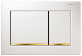 Кнопка смыва (клавиша) для инсталляции Geberit Omega 30 прямоугольная белая/золото матовая 115.080.KK.1 Водяной