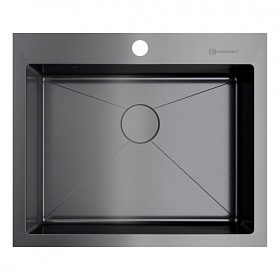 Мойка для кухни Omoikiri Akisame 59-GM 4973096 прямоуг. 59х51 глуб. 20см (толщ.1,2мм) вып. 3 1/2" (врезная) PVD вороненая сталь