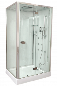 Душевая кабина 120х90х220 Timo Premium H-511L прямоугольная прозр.дверки хром проф. задн.стенки мат.стекло верхн.душ, гм вертик.