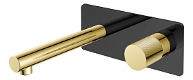 Смеситель для умывальника (раковины) внеш. и скрытая часть (в сборе) Boheme Stick Black Touch Gold 125-BG.2 черный/золото латунь