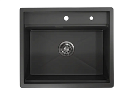 Мойка для кухни Granula Kitchen Space KS-6051 черный матовый прямоуг. 60х51 глуб. 23,5см вып. 3 1/2" (накладная) чёрная