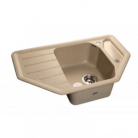 Мойка для кухни Granfest Corner GF-C800E-302 трапеция 79х49 глуб. 20см вып. 3 1/2" (врезная) крыло слева песочная