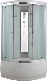 Душевая кабина 90х90х220 Timo Comfort T-8890F угловая (четверть круга) мат.дверки хром проф. задн.стенки бел.стекло верхн.душ, гм вертик.