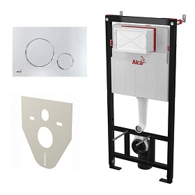Инсталляция для унитаза Alca Drain Sadromodul AM101/1120-4:1 RU M671-0001 (4 в 1) рама с кнопкой хром глянец
