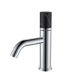 Смеситель для умывальника (раковины) Boheme Stick Chrome Mramor Black 121-CR-MR-B хром/черный латунь