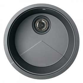 Мойка для кухни KitKraken Lake Musepels gray O-510.7032 круглая 51х51 глуб. 22,2см вып. 3 1/2" (врезная, подстольная) серая