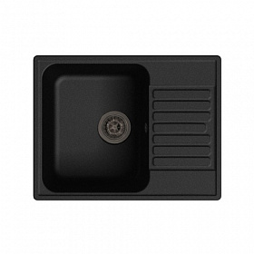 Мойка для кухни Granfest Quarz GF-Z13-308(без сифона) прямоуг. 62х48 глуб. 18см вып. 3 1/2" (врезная) крыло универсал чёрная