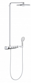 Душевая стойка с верхней тропической лейкой и смесителем для душа Grohe Rainshower SmartControl 360 Duo 26250000 термостат хром круглая