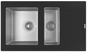 Мойка для кухни Florentina Комби 860K 21.410.D0860.302 прямоуг. 86х51 глуб. 23,5см (толщ.1мм) вып. 3 1/2" (врезная) крыло универсал антрацит