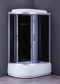 Душевая кабина 120х80х215 Loranto CS-66120R G асимметричная (правая) прозр.дверки мат.хром проф. задн.стенки черное стекло верхн.душ