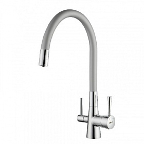 Смеситель для кухни (мойки) Lemark Comfort LM3075C-Silver с переключ.для фильтра питьевой воды гибкий излив серебро латунь