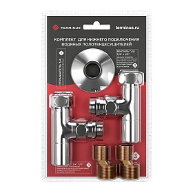 Вентиль для п/сушителя угловой 3/4"х1/2" г/ш Terminus колпак (пара) 4670030723666 хром
