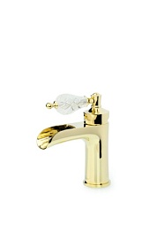 Смеситель для умывальника (раковины) Boheme Vogue Crystal 211-CRST каскадный излив золото латунь