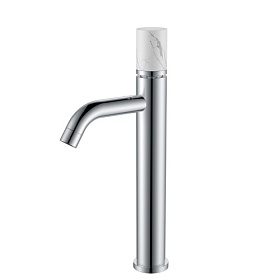 Смеситель для умывальника (раковины) Boheme Stick Chrome Mramor White 122-CR-MR-W хром/белый латунь Водяной