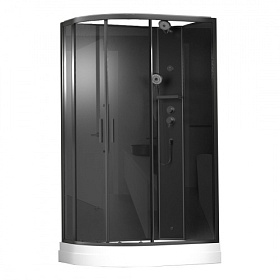 Душевая кабина 120х80х225 Timo Premium Ilma902RB асимметричная (правая) прозр.дверки черный проф. задн.стенки черное стекло верхн.душ