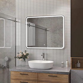 Зеркало Континент Russo Led 80x70 белое LED подсветка ЗЛП3037 Водяной