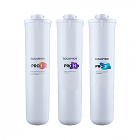 Комплект картриджей для фильтра с краном питьевой воды Аквафор Pro1-ProH-Pro3 Baby H Pro умягчающий (для жёсткой воды) 518539 Водяной