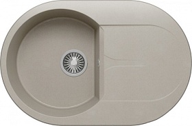 Мойка для кухни Polygran Atol ATOL-760.14 овальная 76х50 глуб. 20см вып. 3 1/2" (врезная) крыло универсал серая