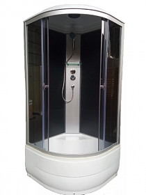 Душевая кабина 80х80х220 Aquapulse 4001E grey black угловая (четверть круга) тёмн.тонир.дверки мат.хром проф. задн. стенки акрил черный верхн.душ