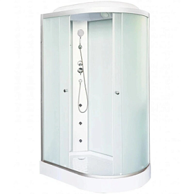 Душевая кабина 120х80х215 Dto LM902LGM асимметричная (левая) мат.дверки мат.хром проф. задн.стенки бел.стекло верхн.душ, гм вертик.