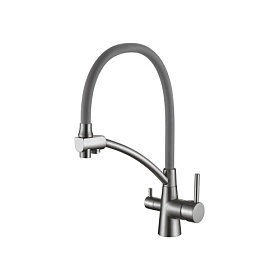 Смеситель для кухни (мойки) Ledeme H55 L4855D-12 с переключ.для фильтра питьевой воды гибкий излив оружейная сталь латунь Водяной
