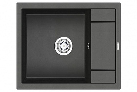 Мойка для кухни Granula GR-6002 черный прямоуг. 60х50 глуб. 20см вып. 3 1/2" (врезная) крыло универсал чёрная