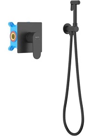 Смеситель для унитаза внеш. и скрытая часть (в сборе) Aquatek Оберон AQ1219MB с гигиеническим душем чёрный латунь