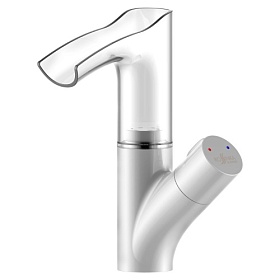 Смеситель для умывальника (раковины) Rossinka Silvermix "Z" Z35-30W каскадный излив белый латунь