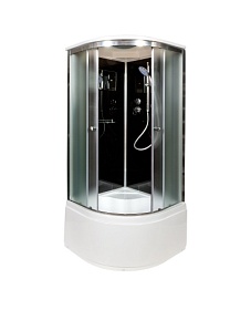 Душевая кабина 100х100х220 Avacan B10SBLACK угловая (четверть круга) мат.дверки хром проф. задн.стенки черное стекло верхн.душ