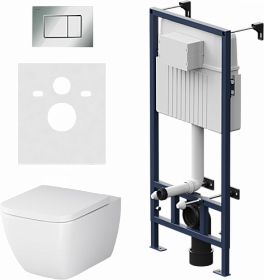 Унитаз AM.PM Gem безободковый смыв с инсталляцией (комплект) сид.дюропласт микролифт, кнопка ProC S хром IS70251.901701