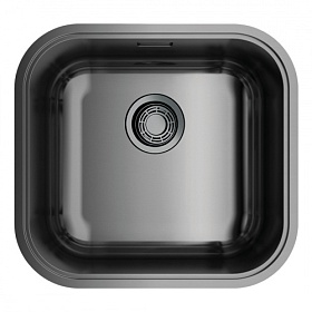 Мойка для кухни Omoikiri Omi 44-U/I-GM 4993191 прямоуг. 41,5х44,5 глуб. 18см (толщ.0,8мм) вып. 3 1/2" (врезная, подстольная) PVD вороненая сталь
