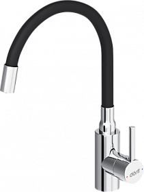 Смеситель для кухни (мойки) Dorff Logic D3007622 гибкий излив хром/черный нерж. сталь