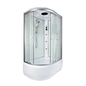 Душевая кабина 120х80х220 Dto EM4512RGM+EL асимметричная (правая) мат.дверки мат.хром проф. задн.стенки бел.стекло верхн.душ, гм вертик.