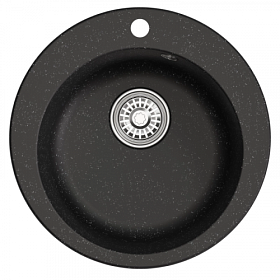 Мойка для кухни Mixline ML-GM13 551890 круглая 49,5х49,5 глуб. 20см вып. 3 1/2" (врезная) чёрная