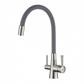 Смеситель для кухни (мойки) Lemark Comfort LM3075BN с переключ.для фильтра питьевой воды гибкий излив серый латунь