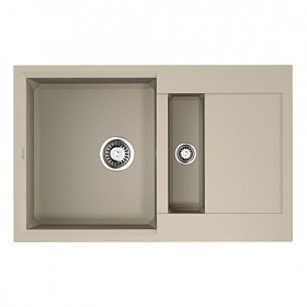 Мойка для кухни Omoikiri Sakaime 78-2-SA 4993116 прямоуг. 78х50 глуб. 23,4см (толщ.10мм) вып. 3 1/2" (врезная) крыло универсал бежевая