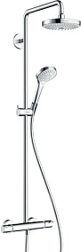 Душевая стойка с верхней тропической лейкой и смесителем для душа Hansgrohe Croma Select S 27253400 термостат хром круглая Водяной