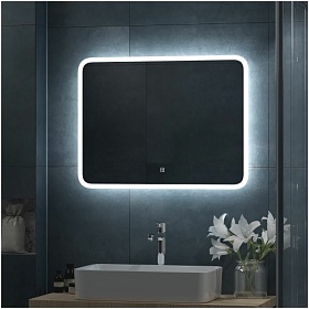 Зеркало Континент Bruno Led 80х60 белое LED подсветка ЗЛП2161