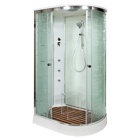 Душевая кабина 120х80х220 Dto EM1512LGM асимметричная (левая) мат.дверки хром проф. задн.стенки бел.стекло верхн.душ, гм вертик.