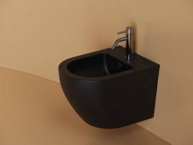 Биде подвесное Ceramica Nova Uno CN11002MB чёрное фарфор Водяной