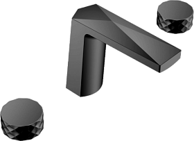 Смеситель для умывальника (раковины) Boheme Venturo 150-B-DIAMOND на раковину 3 отверстия чёрный латунь